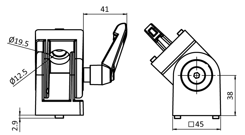 Pivot Joint 45 with Locking Lever - Image 2