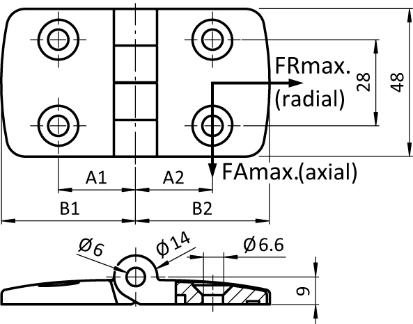 Aluminum Die-cast Combi Hinge 45, Non-detachable, Alu Color - Image 2