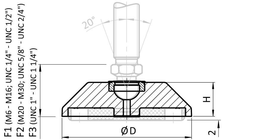 Trapezoid Base for Swivel Feet Ball Joint 15 - Image 2