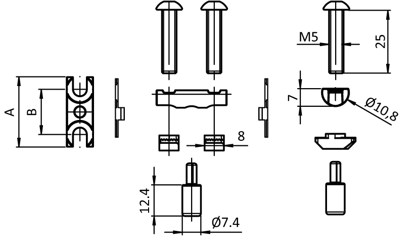 Bolt Connector, Slot 8 / D=11 - Image 2