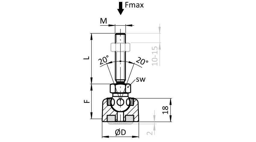 Swivel Foot, ZN / ST - Ball Joint 15 - Image 2